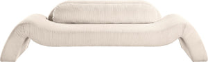 Meridian Furniture Austin Curved Corduroy Sofa with Sculptural Silhouette for Modern Living Rooms 44009Beige-S