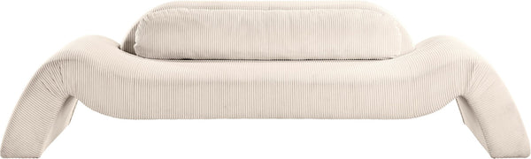 Meridian Furniture Austin Curved Corduroy Sofa with Sculptural Silhouette for Modern Living Rooms 44009Beige-S