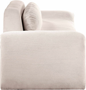Meridian Furniture Austin Curved Corduroy Sofa with Sculptural Silhouette for Modern Living Rooms 44009Beige-S