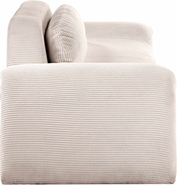 Meridian Furniture Austin Curved Corduroy Sofa with Sculptural Silhouette for Modern Living Rooms 44009Beige-S