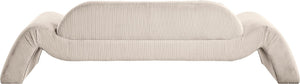 Meridian Furniture Austin Curved Corduroy Sofa with Sculptural Silhouette for Modern Living Rooms 44009Beige-S
