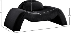 Meridian Furniture Austin Sculptural Curved Accent Chair with Plush Upholstered Seat for Modern Living Rooms Black Corduroy 44009Black-C