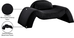 Meridian Furniture Austin Sculptural Curved Accent Chair with Plush Upholstered Seat for Modern Living Rooms Black Corduroy 44009Black-C