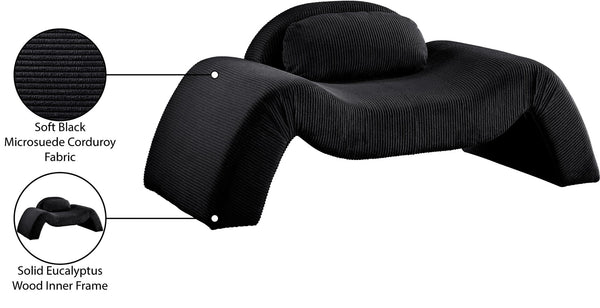 Meridian Furniture Austin Sculptural Curved Accent Chair with Plush Upholstered Seat for Modern Living Rooms Black Corduroy 44009Black-C