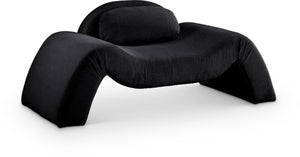 Meridian Furniture Austin Sculptural Curved Accent Chair with Plush Upholstered Seat for Modern Living Rooms Black Corduroy 44009Black-C