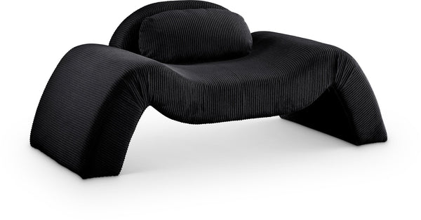 Meridian Furniture Austin Sculptural Curved Accent Chair with Plush Upholstered Seat for Modern Living Rooms Black Corduroy 44009Black-C