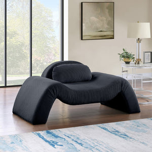 Meridian Furniture Austin Sculptural Curved Accent Chair with Plush Upholstered Seat for Modern Living Rooms Black Corduroy 44009Black-C