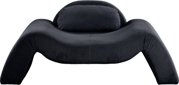 Meridian Furniture Austin Sculptural Curved Accent Chair with Plush Upholstered Seat for Modern Living Rooms Black Corduroy 44009Black-C