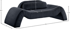 Meridian Furniture Austin Curved Corduroy Sofa Ribbed Microsuede Upholstery for Modern Living Rooms 44009Black-L