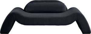 Meridian Furniture Austin Curved Corduroy Sofa Ribbed Microsuede Upholstery for Modern Living Rooms 44009Black-L