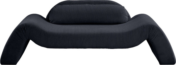 Meridian Furniture Austin Curved Corduroy Sofa Ribbed Microsuede Upholstery for Modern Living Rooms 44009Black-L