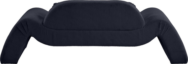 Meridian Furniture Austin Curved Corduroy Sofa Ribbed Microsuede Upholstery for Modern Living Rooms 44009Black-L