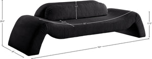 Meridian Furniture Austin Curved Corduroy Sofa Plush Ribbed Fabric Three Seat Living Room Centerpiece 44009Black-S