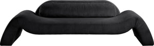 Meridian Furniture Austin Curved Corduroy Sofa Plush Ribbed Fabric Three Seat Living Room Centerpiece 44009Black-S