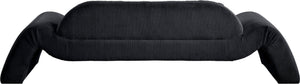 Meridian Furniture Austin Curved Corduroy Sofa Plush Ribbed Fabric Three Seat Living Room Centerpiece 44009Black-S