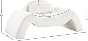 Meridian Furniture Austin Sculptural Curved Accent Chair with Plush Upholstered Seat for Modern Living Rooms Cream Corduroy 44009Cream-C