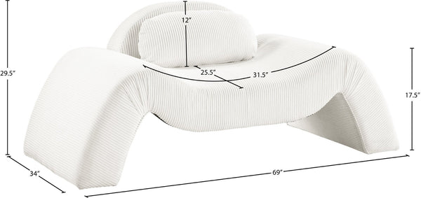 Meridian Furniture Austin Sculptural Curved Accent Chair with Plush Upholstered Seat for Modern Living Rooms Cream Corduroy 44009Cream-C