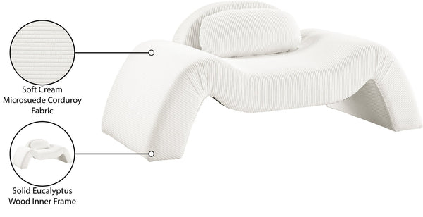 Meridian Furniture Austin Sculptural Curved Accent Chair with Plush Upholstered Seat for Modern Living Rooms Cream Corduroy 44009Cream-C