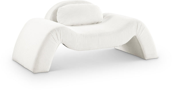 Meridian Furniture Austin Sculptural Curved Accent Chair with Plush Upholstered Seat for Modern Living Rooms Cream Corduroy 44009Cream-C