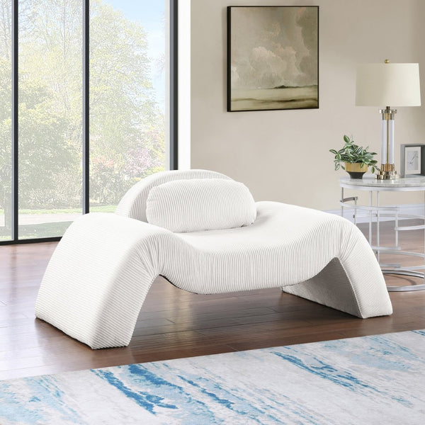 Meridian Furniture Austin Sculptural Curved Accent Chair with Plush Upholstered Seat for Modern Living Rooms Cream Corduroy 44009Cream-C