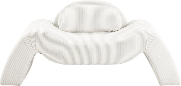 Meridian Furniture Austin Sculptural Curved Accent Chair with Plush Upholstered Seat for Modern Living Rooms Cream Corduroy 44009Cream-C