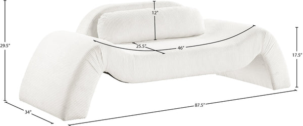 Meridian Furniture Austin Wide-wale Corduroy Three Seat Sofa Curved Eucalyptus Frame Living Room 44009Cream-L