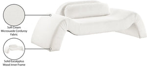 Meridian Furniture Austin Wide-wale Corduroy Three Seat Sofa Curved Eucalyptus Frame Living Room 44009Cream-L
