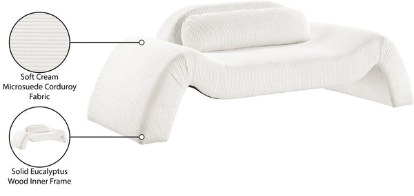 Meridian Furniture Austin Wide-wale Corduroy Three Seat Sofa Curved Eucalyptus Frame Living Room 44009Cream-L