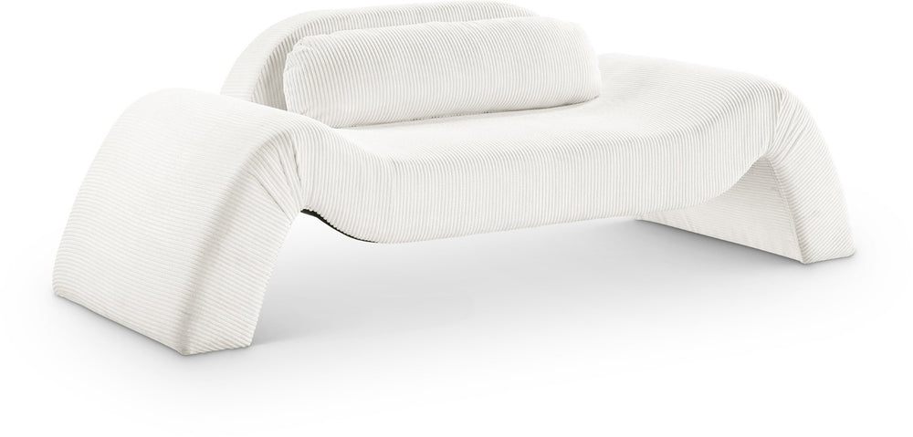Meridian Furniture Austin Wide-wale Corduroy Three Seat Sofa Curved Eucalyptus Frame Living Room 44009Cream-L