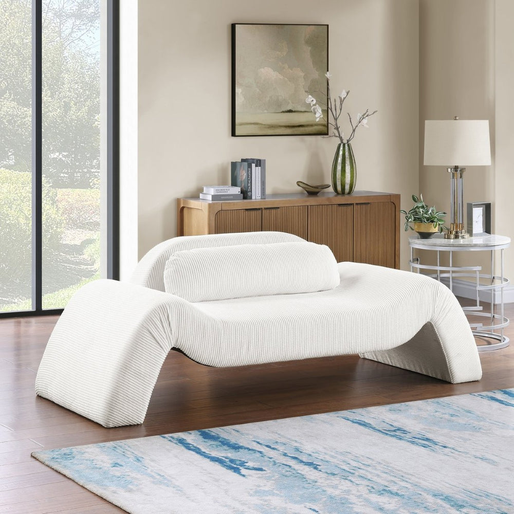 Meridian Furniture Austin Wide-wale Corduroy Three Seat Sofa Curved Eucalyptus Frame Living Room 44009Cream-L