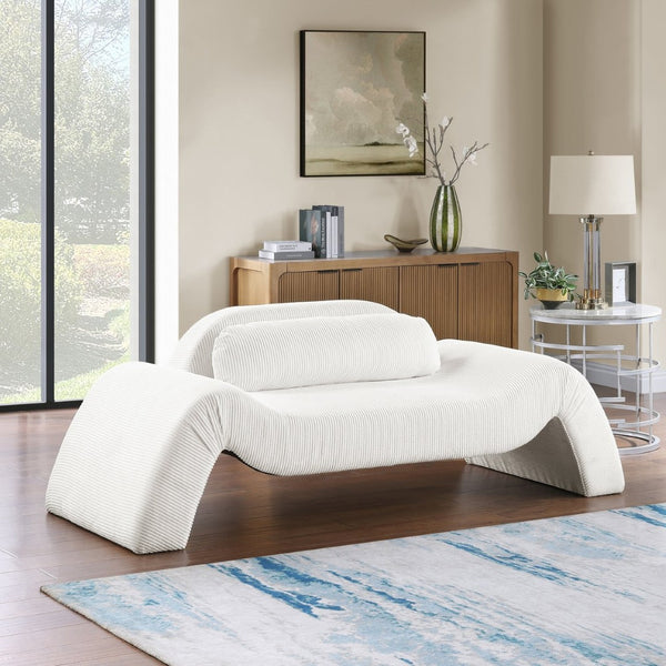 Meridian Furniture Austin Wide-wale Corduroy Three Seat Sofa Curved Eucalyptus Frame Living Room 44009Cream-L