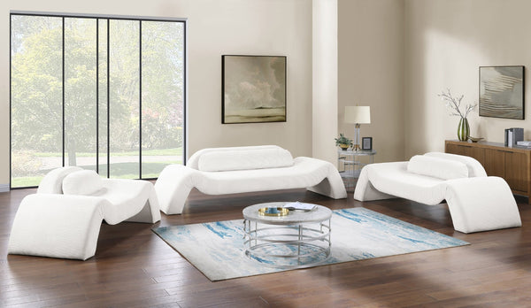 Meridian Furniture Austin Wide-wale Corduroy Three Seat Sofa Curved Eucalyptus Frame Living Room 44009Cream-L