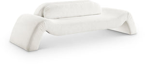 Meridian Furniture Austin Curved Corduroy Sofa Cream Microsuede Three Seat Contemporary Living Room 44009Cream-S