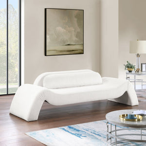 Meridian Furniture Austin Curved Corduroy Sofa Cream Microsuede Three Seat Contemporary Living Room 44009Cream-S