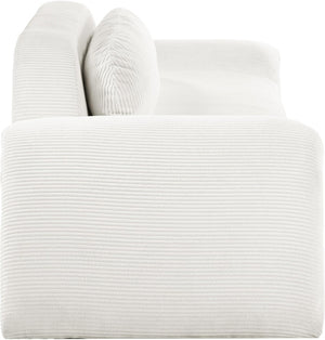 Meridian Furniture Austin Curved Corduroy Sofa Cream Microsuede Three Seat Contemporary Living Room 44009Cream-S