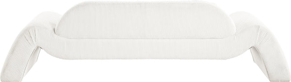 Meridian Furniture Austin Curved Corduroy Sofa Cream Microsuede Three Seat Contemporary Living Room 44009Cream-S