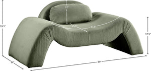 Meridian Furniture Austin Sculptural Curved Accent Chair with Plush Upholstered Seat for Modern Living Rooms Green Corduroy 44009Green-C