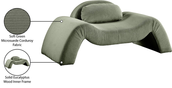 Meridian Furniture Austin Sculptural Curved Accent Chair with Plush Upholstered Seat for Modern Living Rooms Green Corduroy 44009Green-C