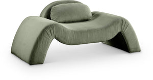 Meridian Furniture Austin Sculptural Curved Accent Chair with Plush Upholstered Seat for Modern Living Rooms Green Corduroy 44009Green-C