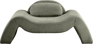 Meridian Furniture Austin Sculptural Curved Accent Chair with Plush Upholstered Seat for Modern Living Rooms Green Corduroy 44009Green-C