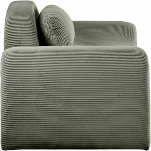 Meridian Furniture Austin Sculptural Curved Accent Chair with Plush Upholstered Seat for Modern Living Rooms Green Corduroy 44009Green-C
