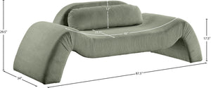 Meridian Furniture Austin Curved Corduroy Sofa Rich Green Upholstery for Modern Living Rooms 44009Green-L