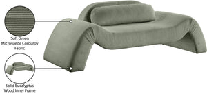 Meridian Furniture Austin Curved Corduroy Sofa Rich Green Upholstery for Modern Living Rooms 44009Green-L