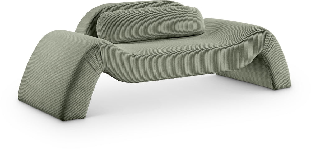 Meridian Furniture Austin Curved Corduroy Sofa Rich Green Upholstery for Modern Living Rooms 44009Green-L
