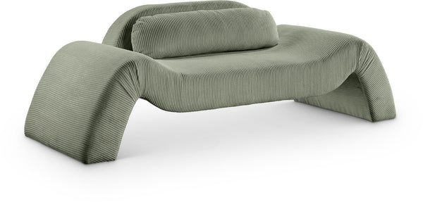Meridian Furniture Austin Curved Corduroy Sofa Rich Green Upholstery for Modern Living Rooms 44009Green-L
