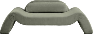 Meridian Furniture Austin Curved Corduroy Sofa Rich Green Upholstery for Modern Living Rooms 44009Green-L