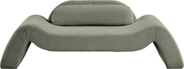Meridian Furniture Austin Curved Corduroy Sofa Rich Green Upholstery for Modern Living Rooms 44009Green-L