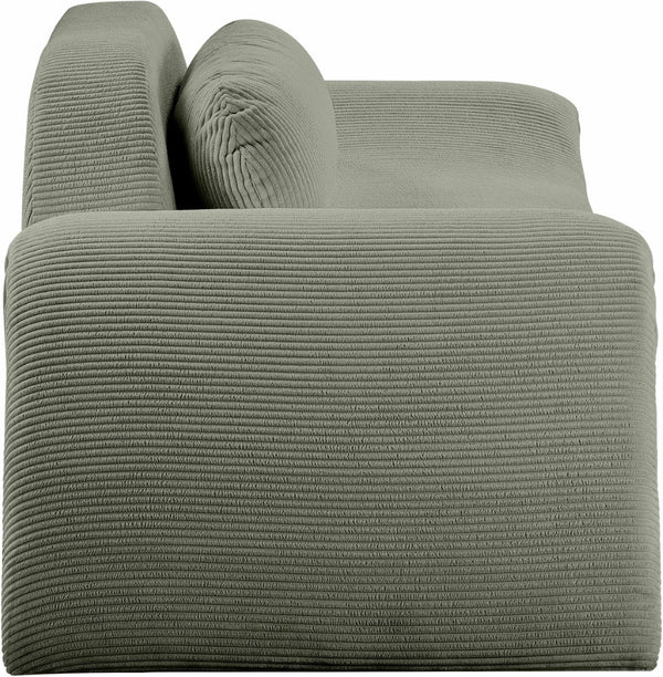 Meridian Furniture Austin Curved Corduroy Sofa Rich Green Upholstery for Modern Living Rooms 44009Green-L