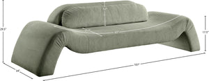 Meridian Furniture Austin Curved Corduroy Sofa Soft Green Microsuede Living Room Contemporary Seat 44009Green-S
