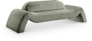 Meridian Furniture Austin Curved Corduroy Sofa Soft Green Microsuede Living Room Contemporary Seat 44009Green-S